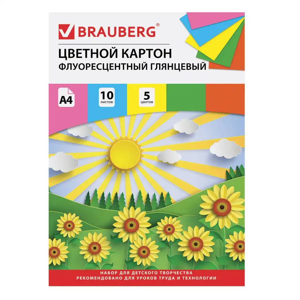 

Картон цветной А4 мелованный глянцевый 5 шт, Разноцветный