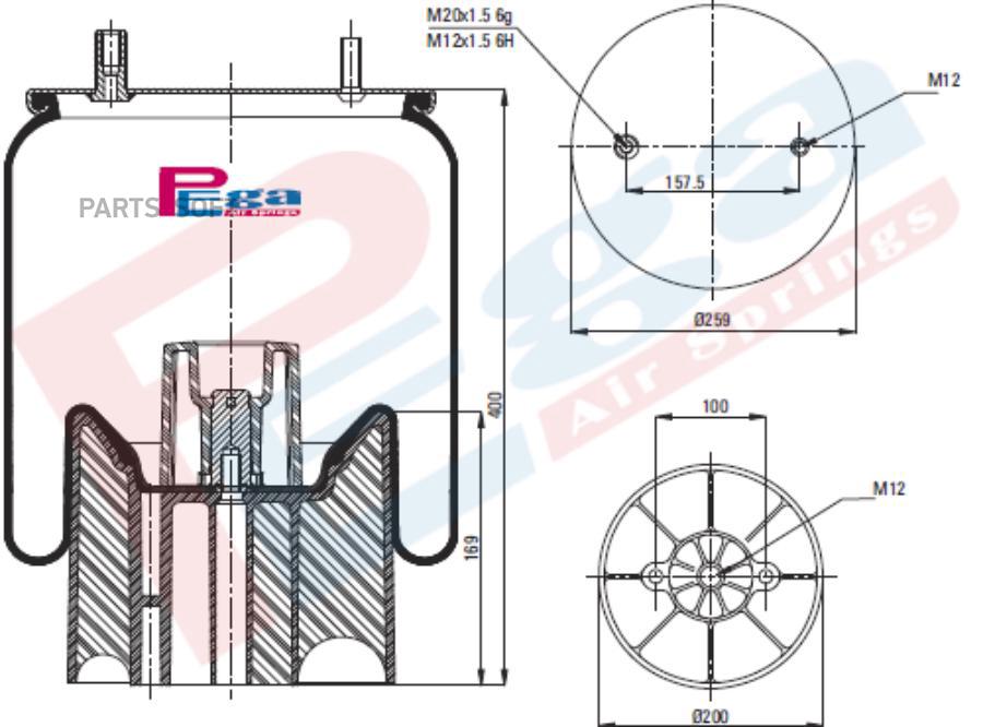 Пневморессора Hcv P10.4157.Cp10 Nsii0021175286 PEGA арт. P104157CP10