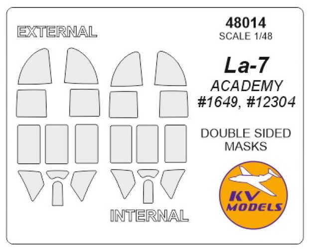 

48014KV Ла-7 Двусторонние маски - ACADEMY 1649, 12304 для моделей фирмы ACADEMY