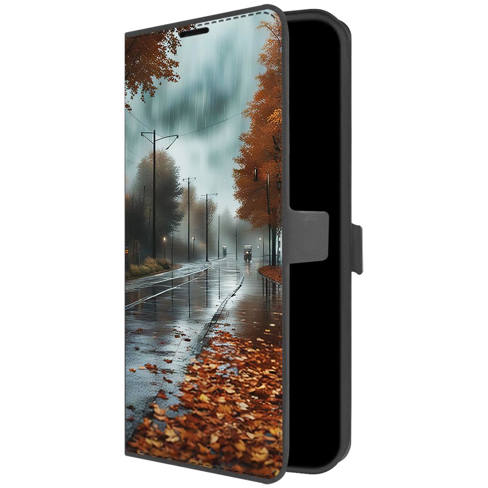 

Чехол-книжка Krutoff Eco Book для Xiaomi Redmi 9 Осенний дождь (черный)