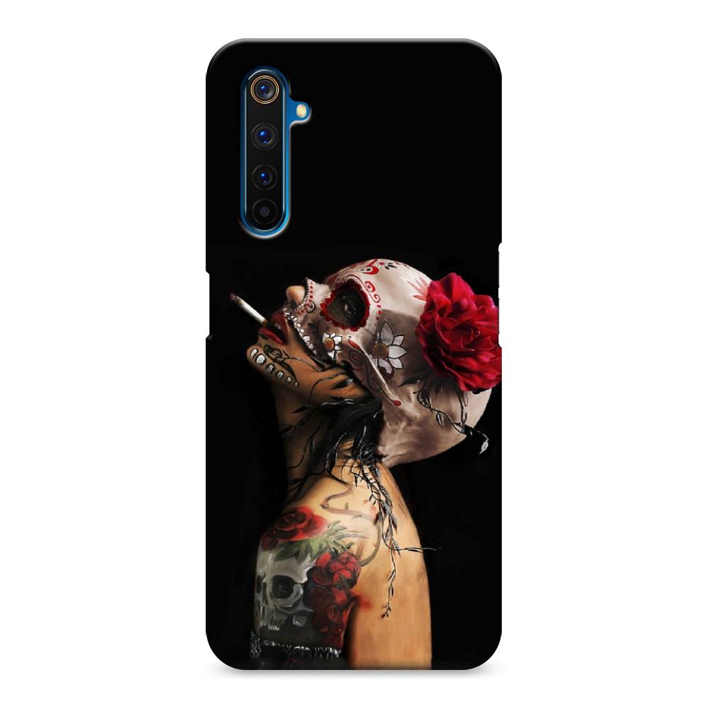 фото Пластиковый чехол "девушка с черепом" на realme 6 pro awog
