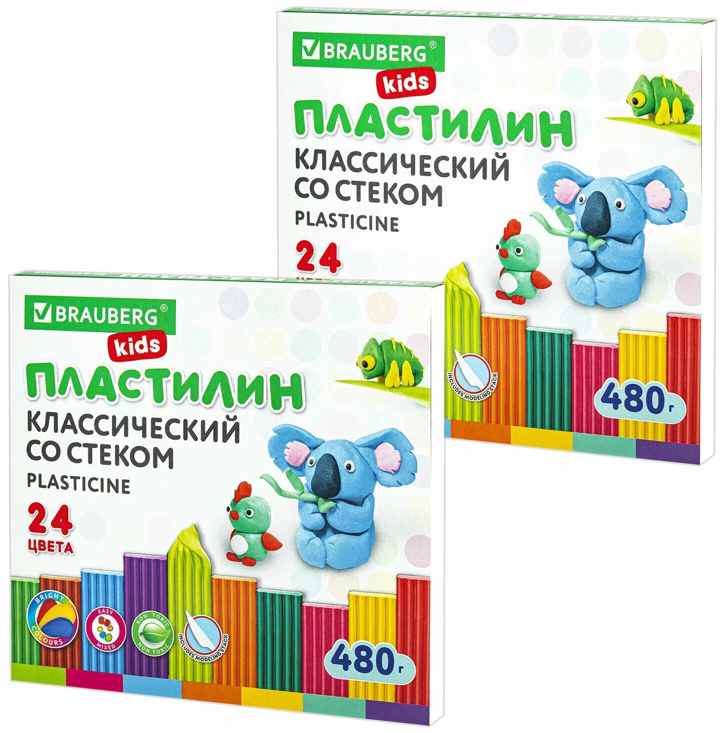 

Набор из 6 шт, Пластилин классический BRAUBERG 24 цвета (103351), Разноцветный
