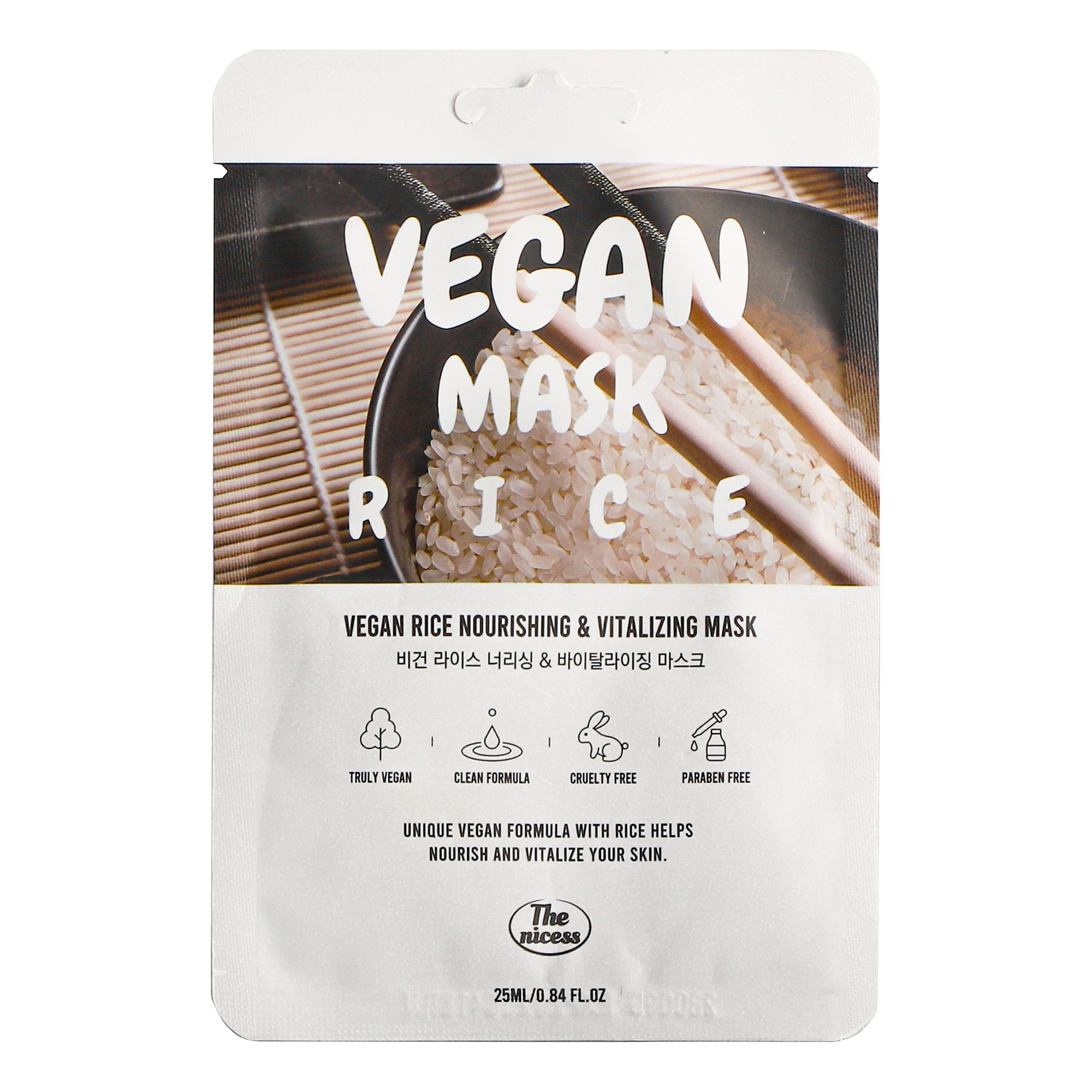 

Маска тканевая для лица The nicess Vegan Питание с рисовыми фруктами 25 мл