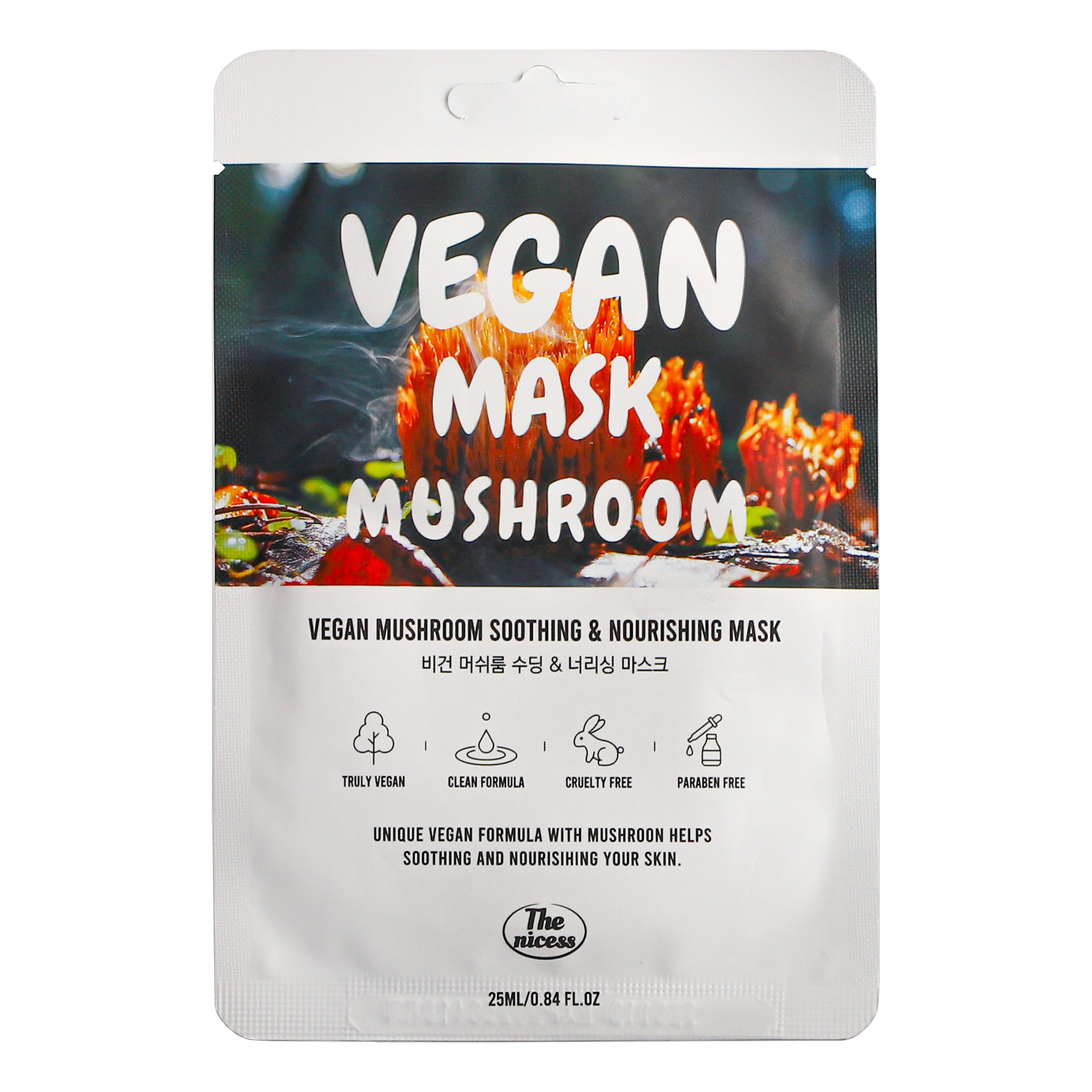 

Маска тканевая для лица The nicess Vegan с грибами 25 мл