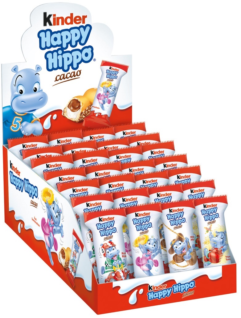 Шоколадно-молочное печенье Kinder Happy Hippo Cacao, 20,7 г х 28 шт