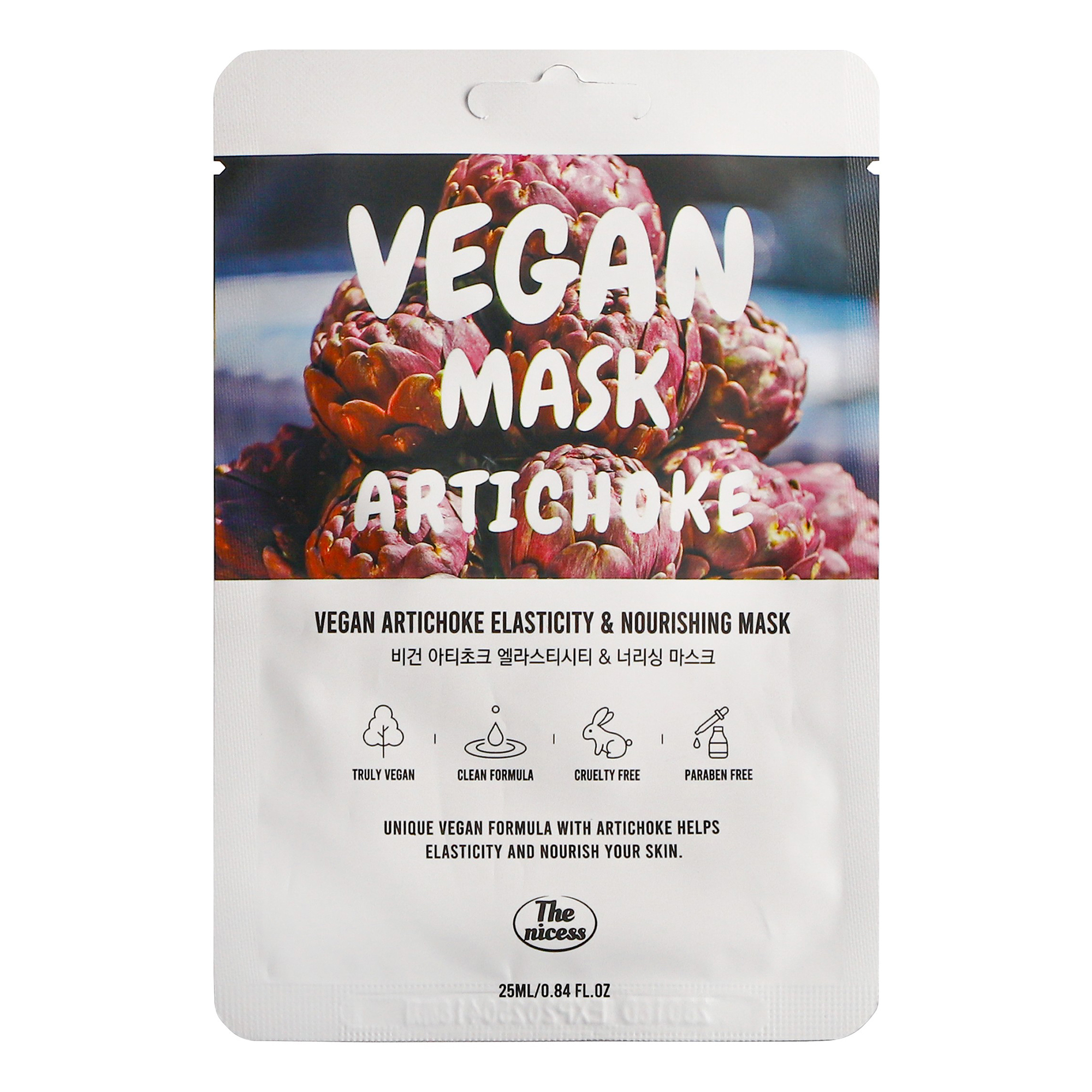 

Маска тканевая для лица The nicess Vegan Упругость и питание с артишоком 25 мл