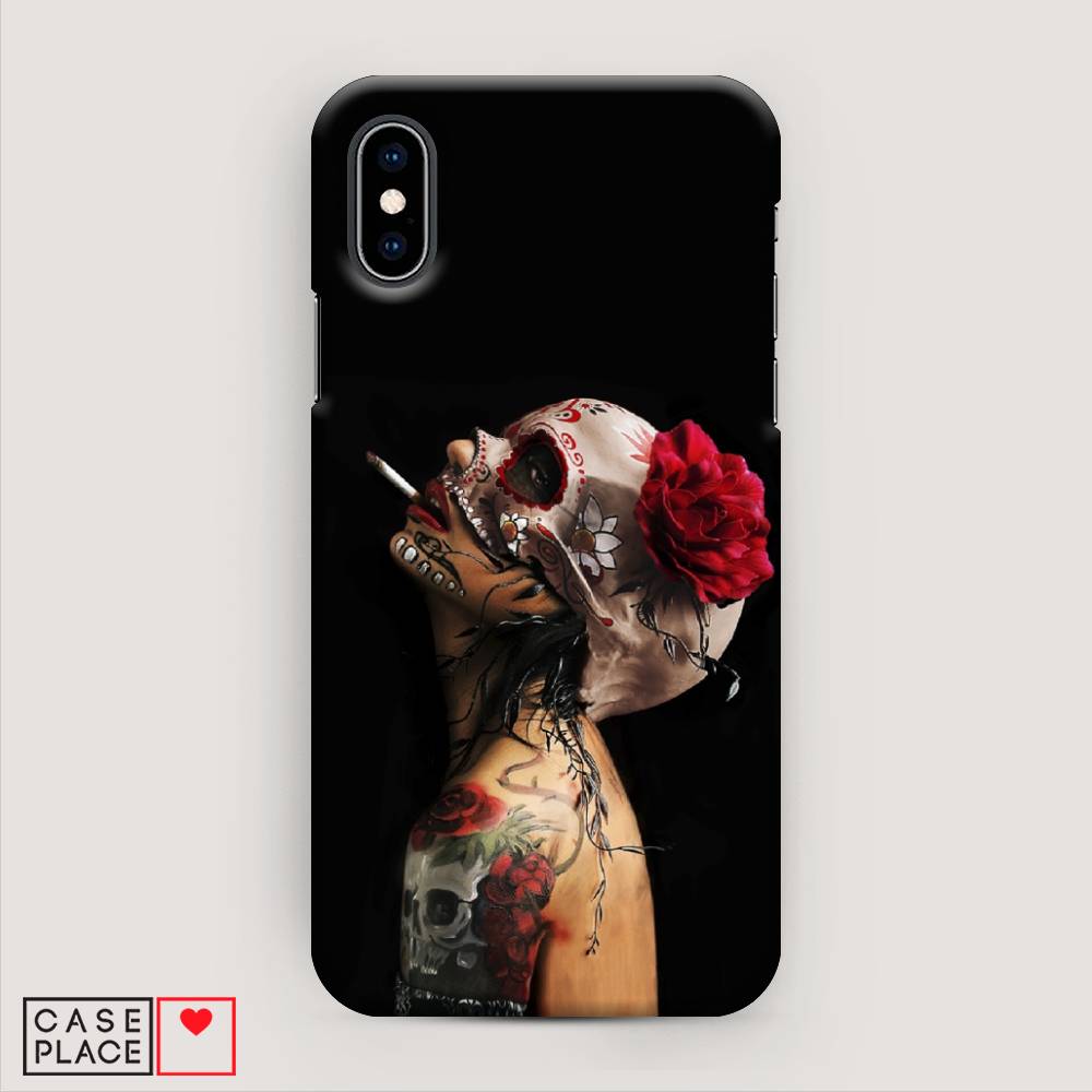 

Пластиковый чехол "Девушка с черепом" на Apple iPhone XS (10S), 11820-7