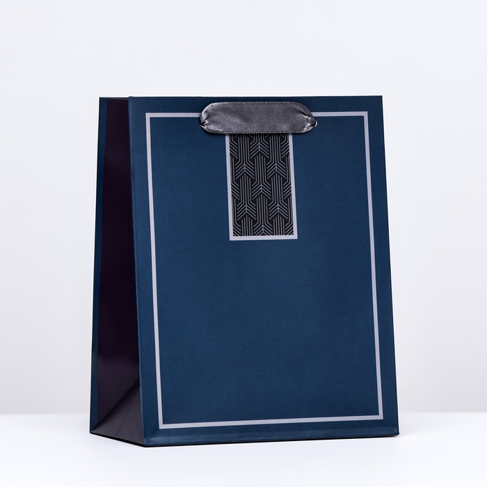 Пакет подарочный Арт Дизайн Текстура, темно-синий, 18х22,3х10 см