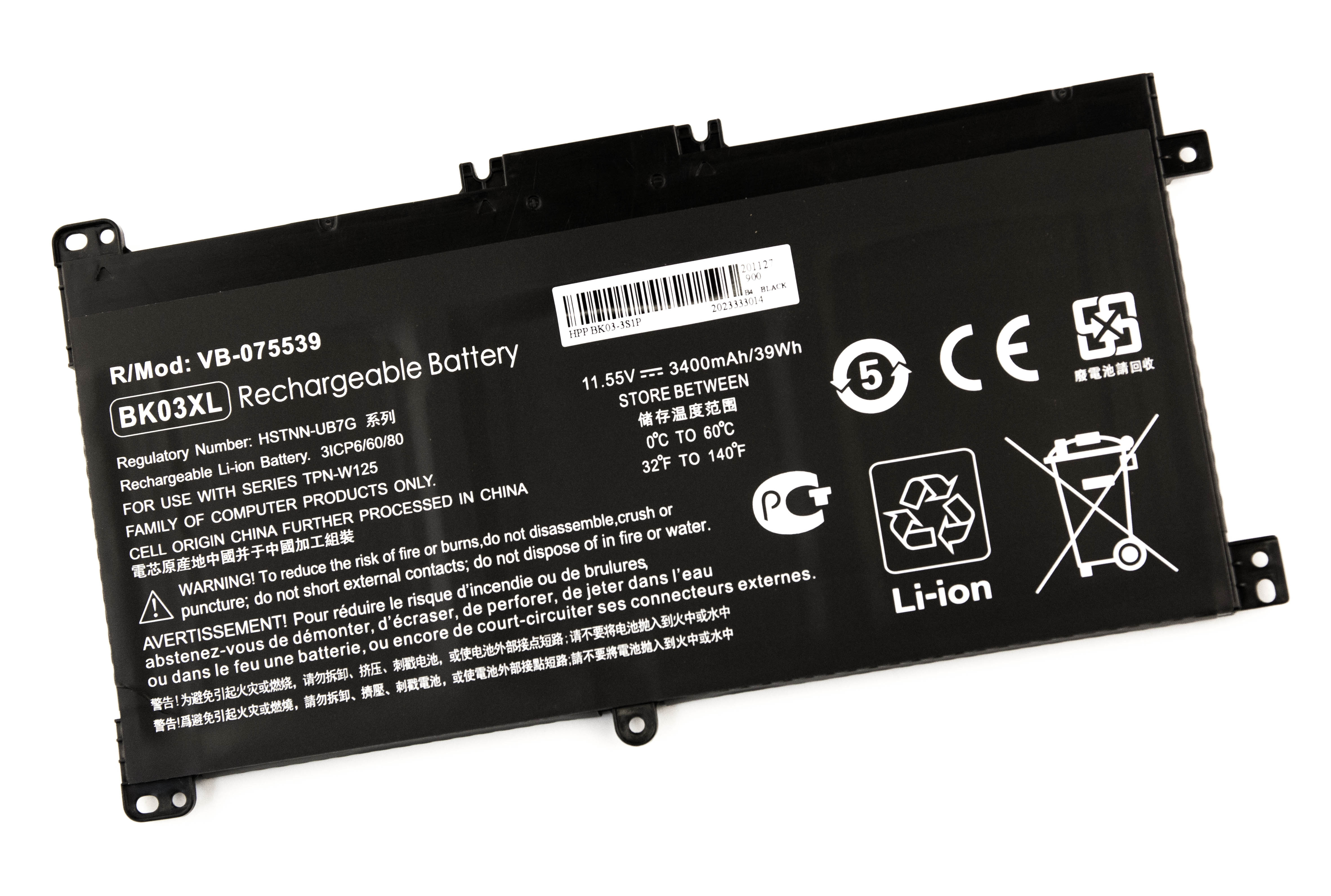 

Аккумулятор для ноутбука HP 14-BA (11.55V 3400mAh) BK03XL
