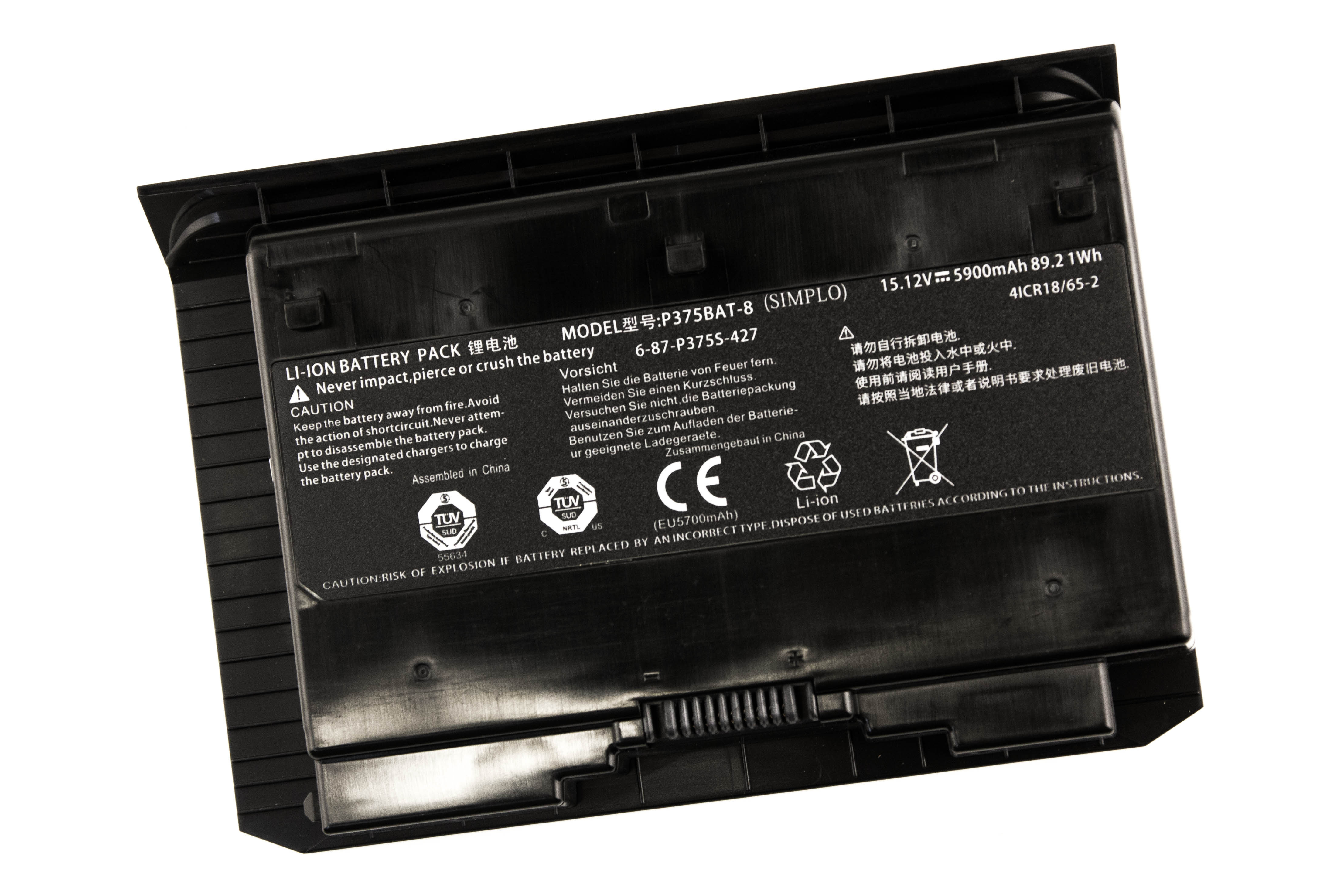 

Аккумулятор для ноутбука Clevo Sager NP9390 P375S (15.12V 5900mAh) P375BAT-8