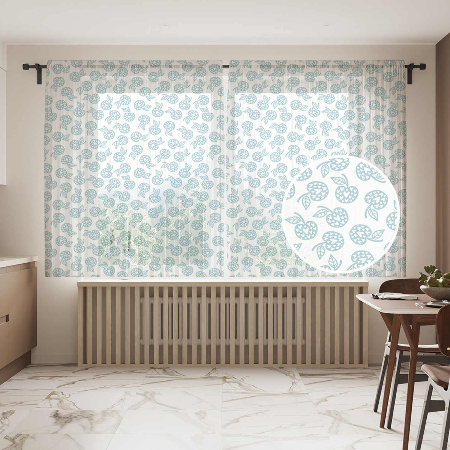 

Фототюль JoyArty "Вишенки в сердцах", 145x180см (2 полотна со шторной лентой + 50 крючков), Вишенки в сердцах