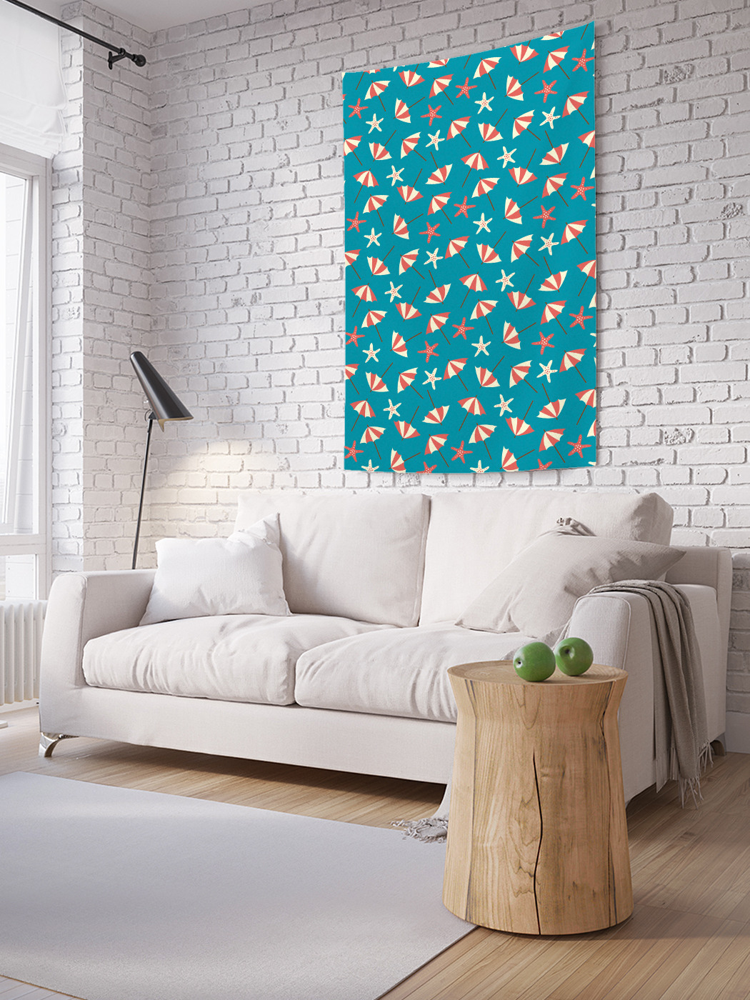 фото Вертикальное фотопанно на стену joyarty "полосатые пляжные зонты", 100x150 см
