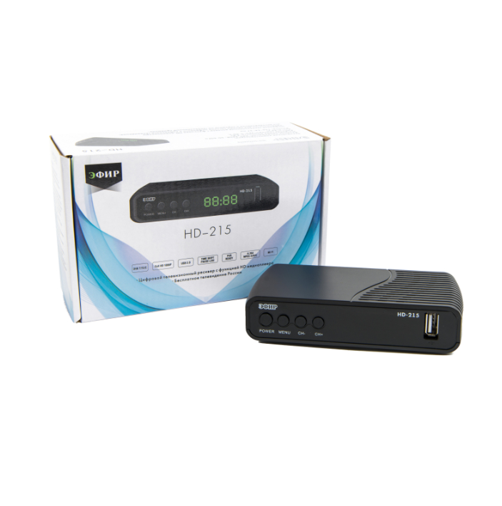 Ресивер цифровой ЭФИР HD-215 DVB-T2, DOLBY DIGITAL, WI-FI, дисплей