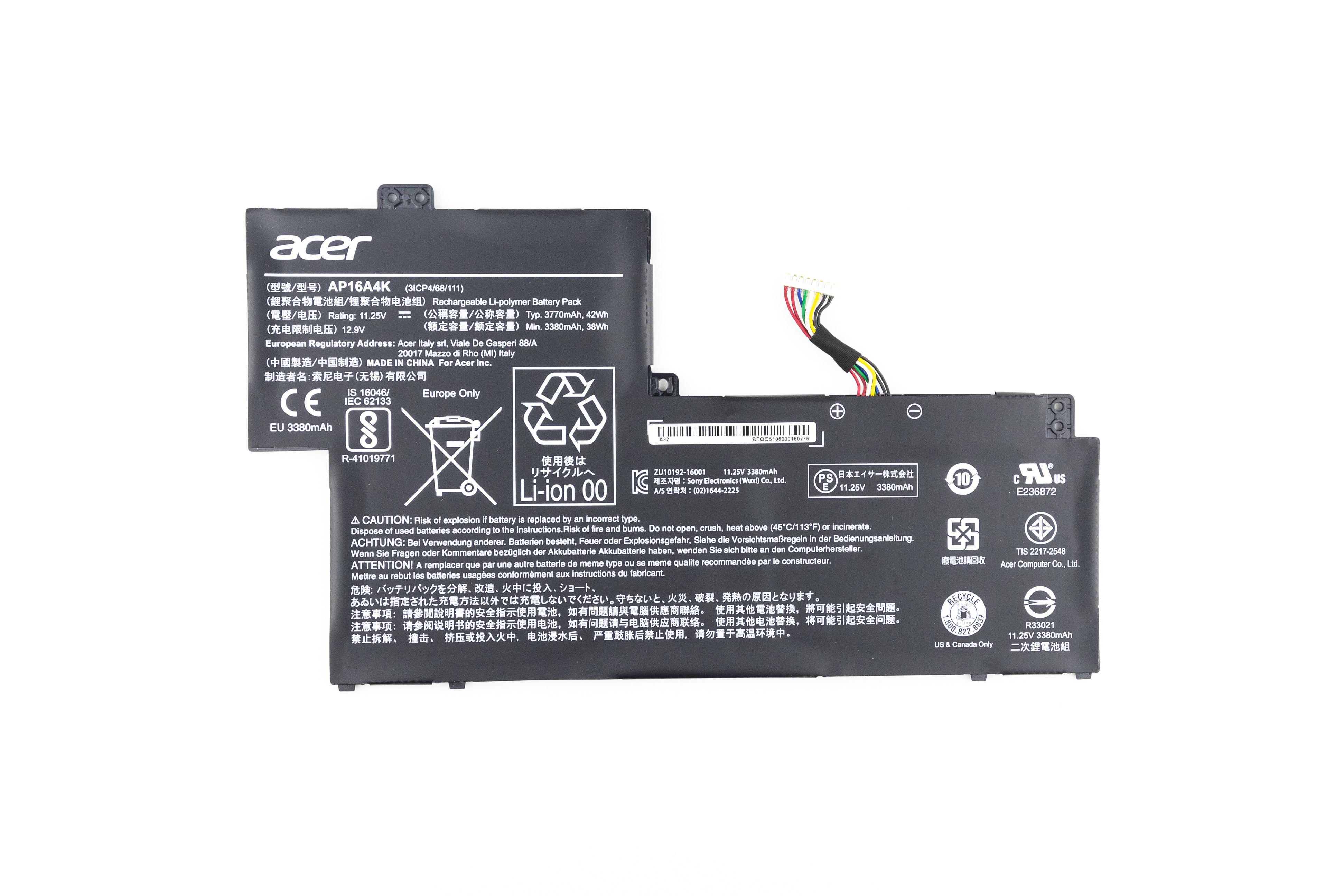 

Аккумулятор для ноутбука Acer SF113 (11.25V 3770mAh) ORG AP16A4K