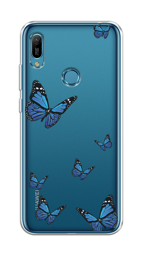 

Чехол на Huawei Y6 2019/Honor 8a/8a Pro/Y6s "Blue butterflies", Синий;черный, 68750-1