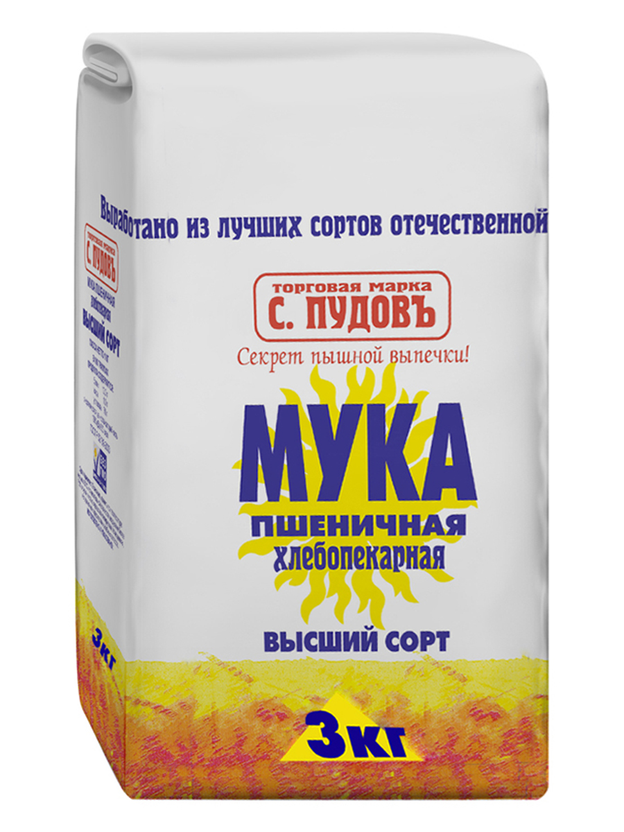 

Мука пшеничная в/с С.Пудовъ 3 кг