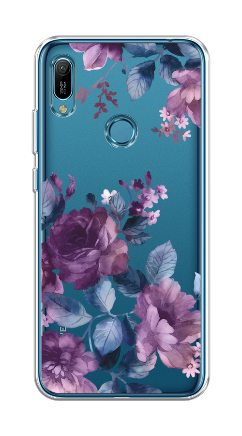 

Чехол на Huawei Y6 2019/Honor 8a/8a Pro/Y6s "Purple Blossoms", Синий;фиолетовый, 68750-1