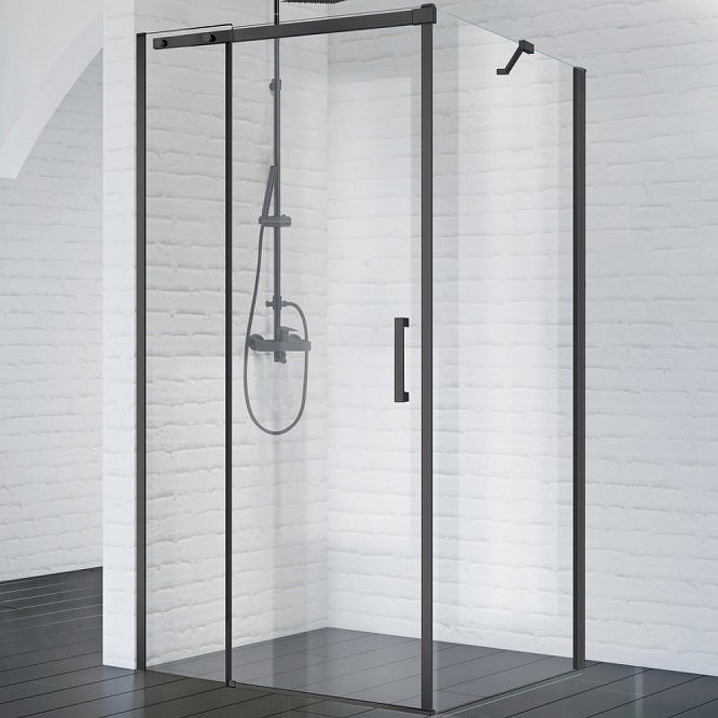 Душевой уголок BelBagno Acqua 120х90 ACQUA-AH-1-120/90-C-NERO Черный стекло прозрачное душевой уголок berges dark 900x900x1950 прозрачное стекло 8 мм левый 061020l