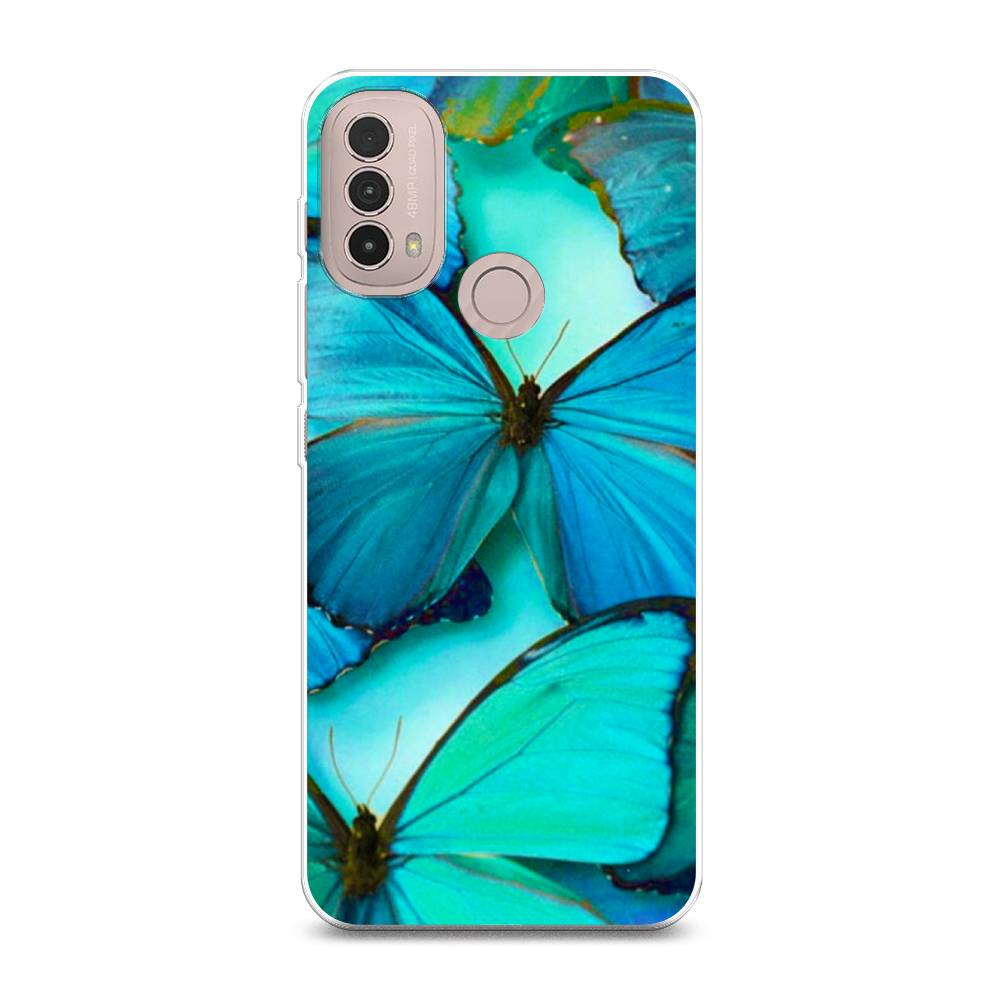 фото Силиконовый чехол "неоновые бабочки" на motorola moto e40 awog