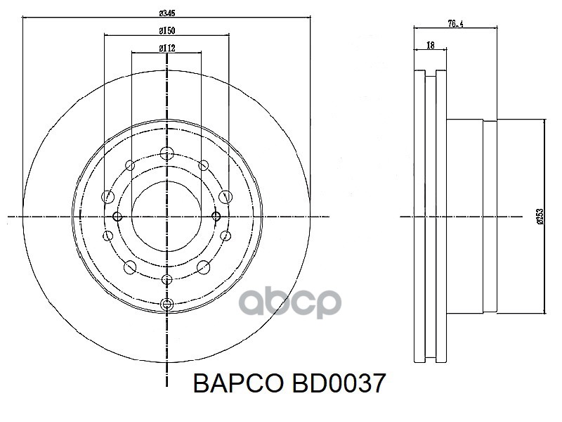 

Диск Тормозной Задний Вентилируемый BAPCO bd0037