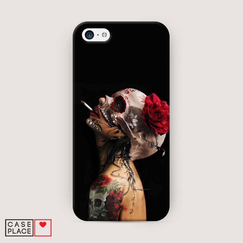 

Пластиковый чехол "Девушка с черепом" на Apple iPhone 5C, 10220-7