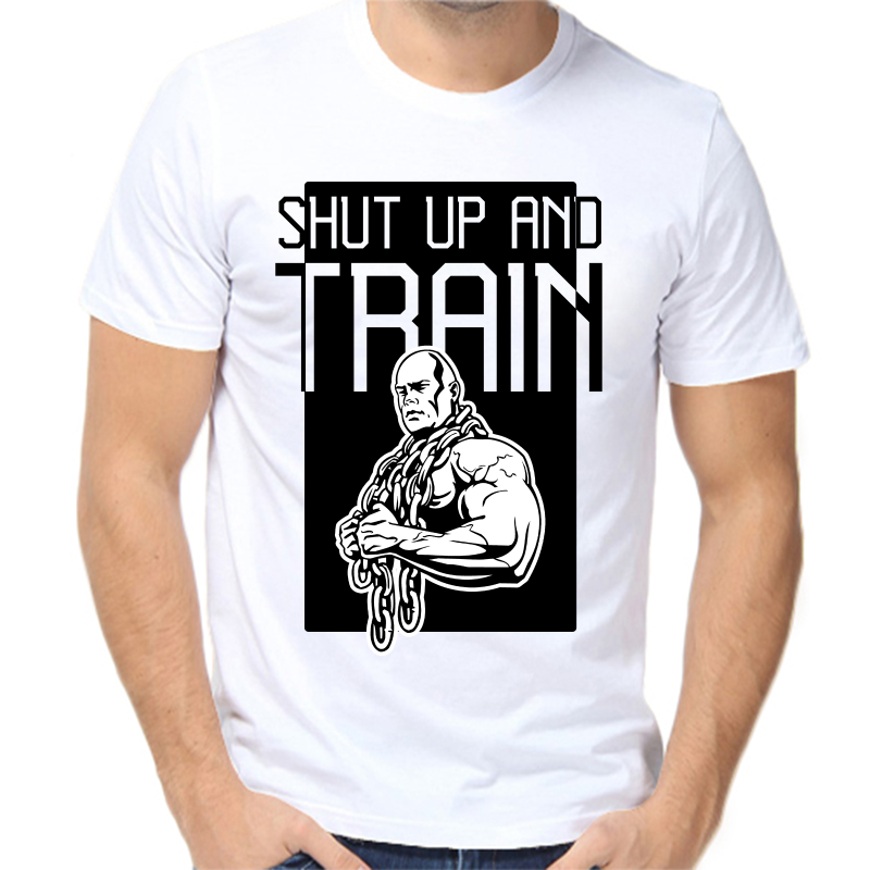 

Футболка мужская белая 54 р-р shut up and train 2, Белый, fm_shut_up_and_train