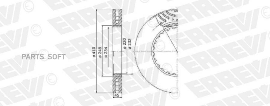 ERREVI 713732 ER713732_диск торм 410мм вентилируемый Volvo FH12 13 16 FM10 12 13 1шт 13200₽