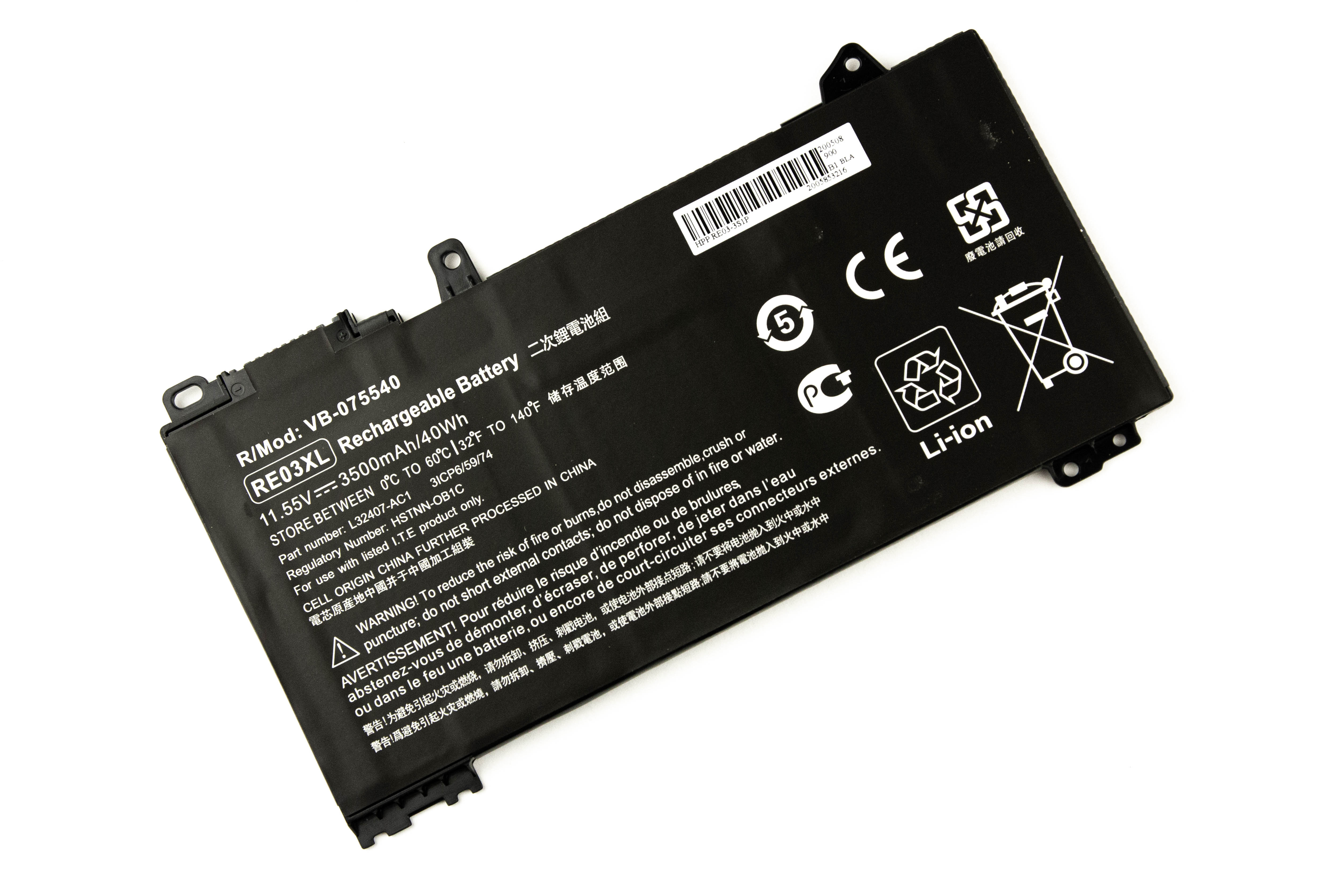 

Аккумулятор для ноутбука HP 430 440 450 G6 (11.55V 3500mAh) RE03XL HSTNN-DB9A