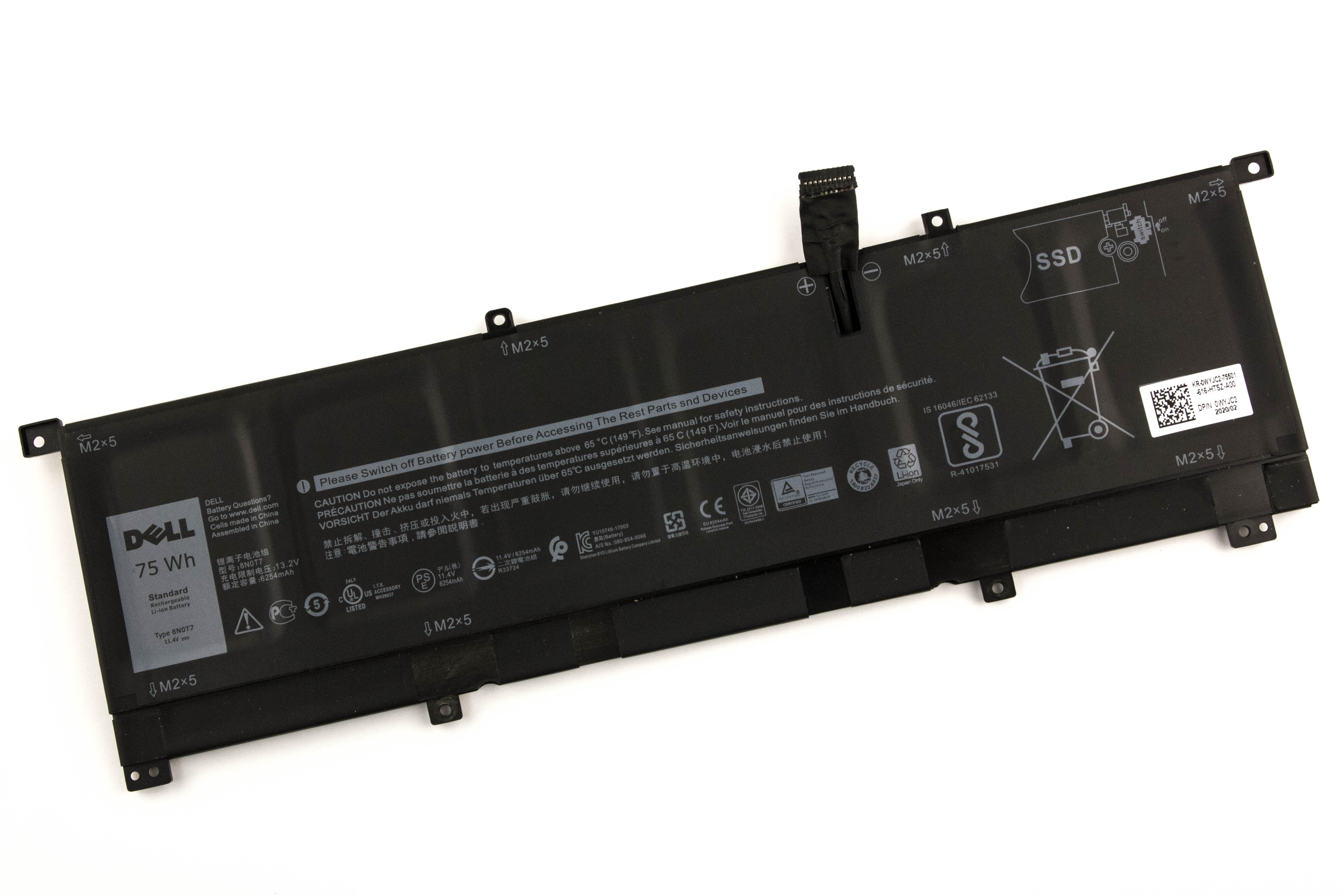 

Аккумулятор для ноутбука Dell XPS 9575 (11.4V 6254mAh) ORG TMFYT 8N0T7