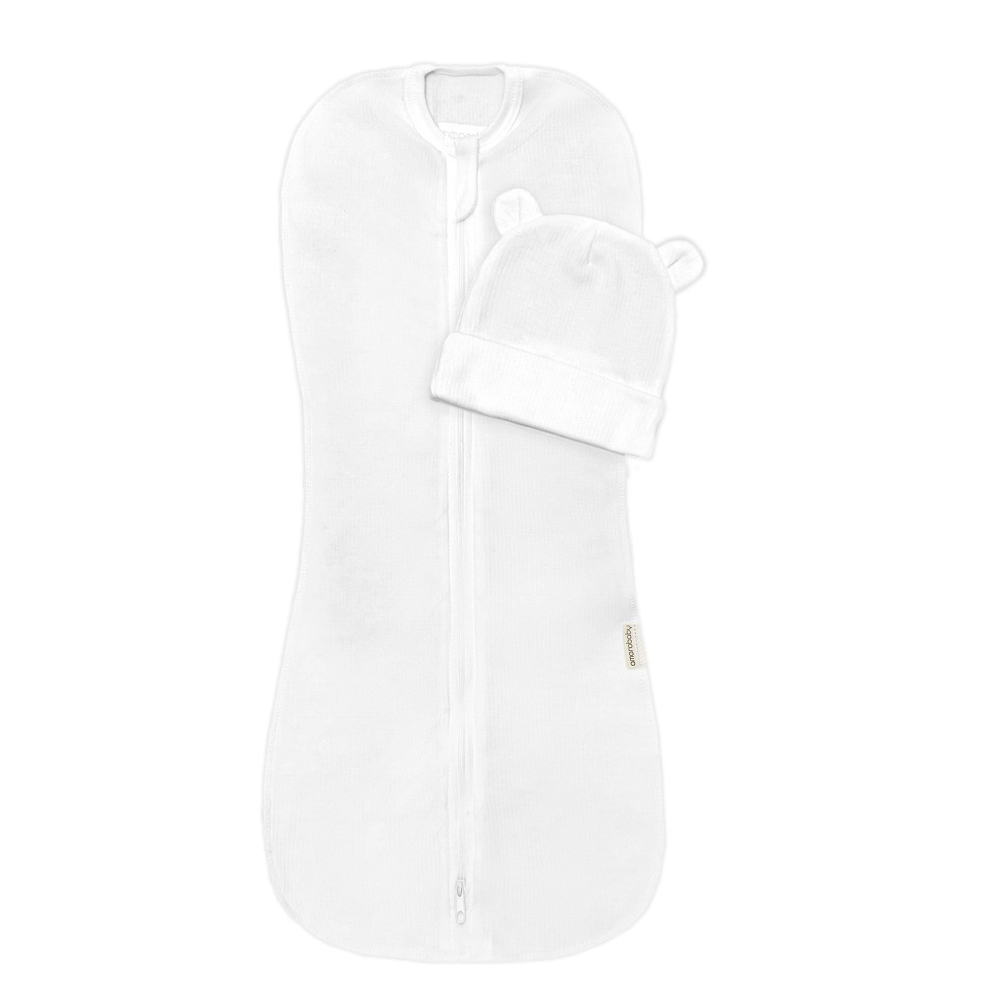 

Пеленка-кокон Amarobaby на молнии с шапочкой Fashion, молочный, размер 68-74, Белый, AB-OD22-FS57