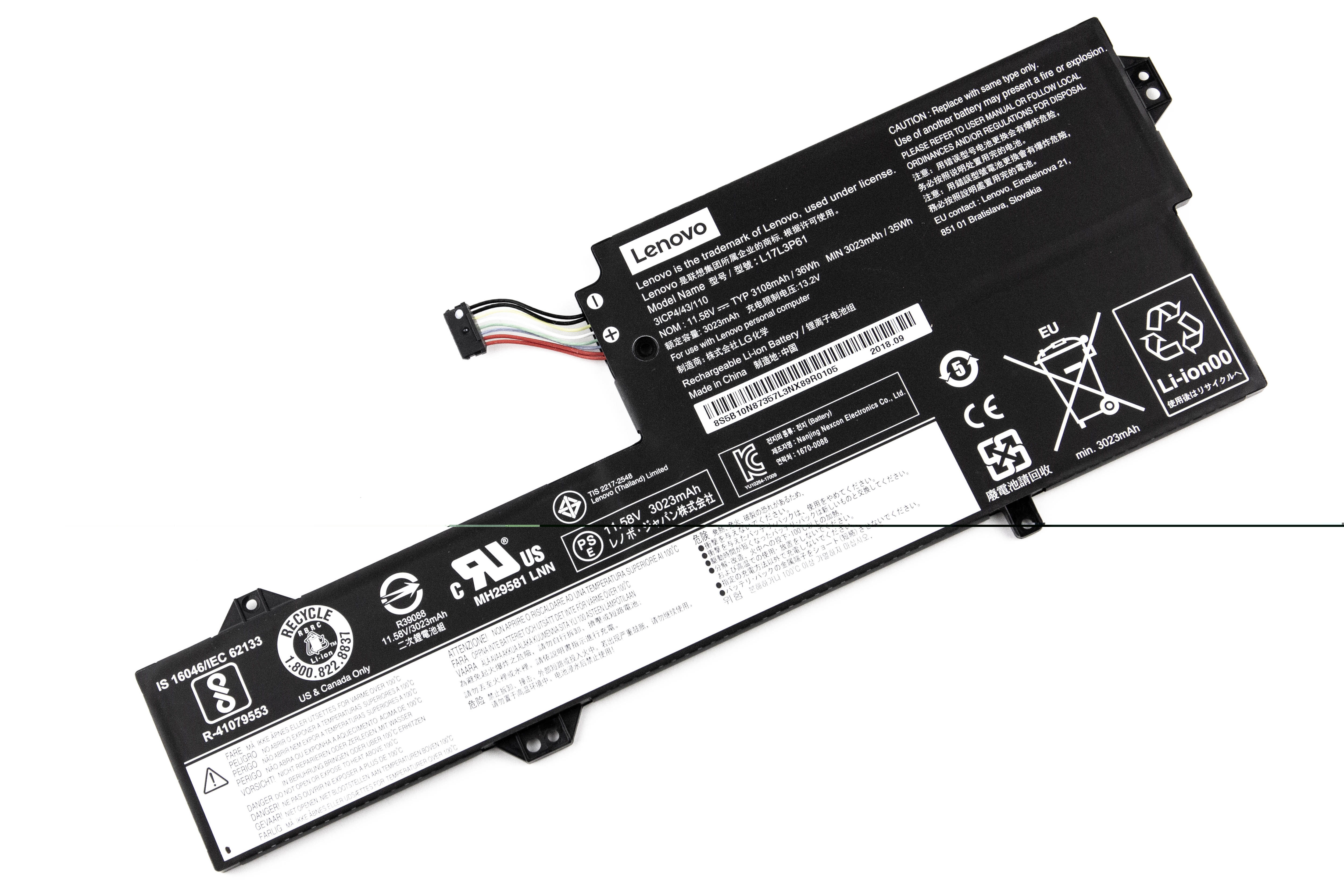 

Аккумулятор для ноутбука Lenovo 320S-13IKB 720-12IKB (11.58V 2000mAh) ORG L17M3P61