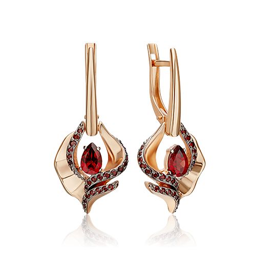 

Серьги подвески из красного золота PLATINA jewelry 02-5181-00, гранат, 02-5181-00