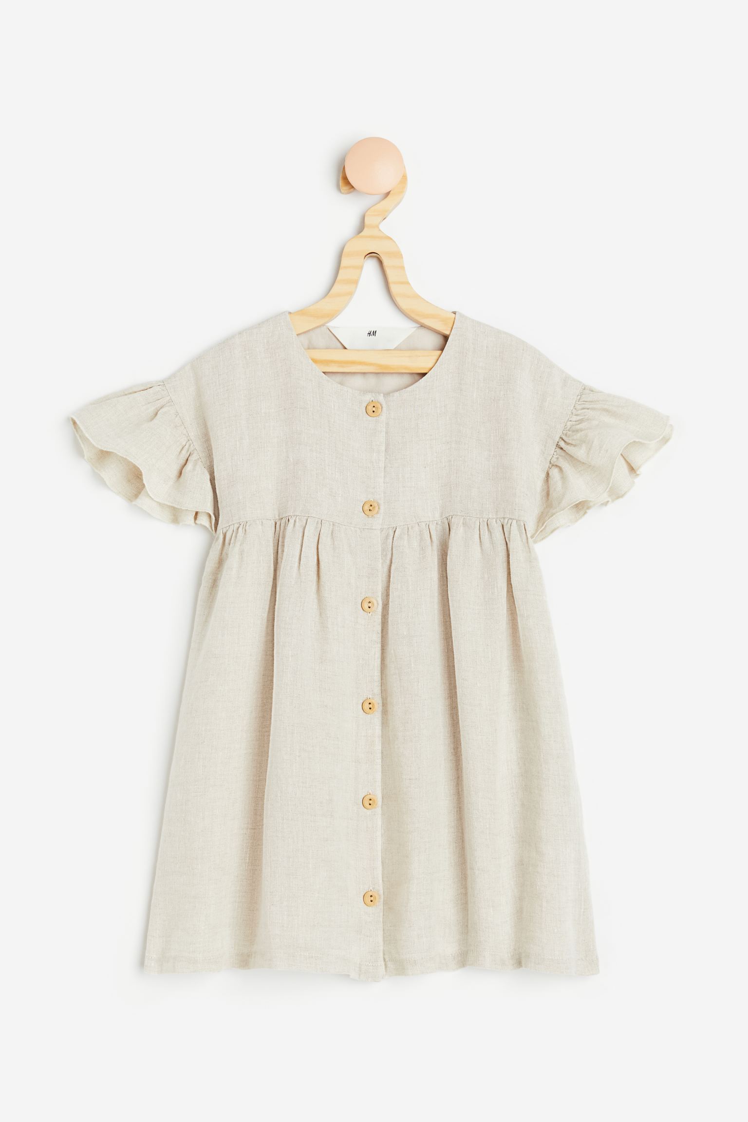 Платье с короткими рукавами H&M 134 светло-бежевый (доставка из-за рубежа)