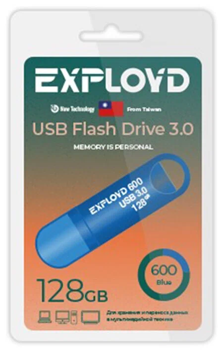 

Флешка EXPLOYD 600 128 ГБ синий (EX-128GB-600-Blue), 600