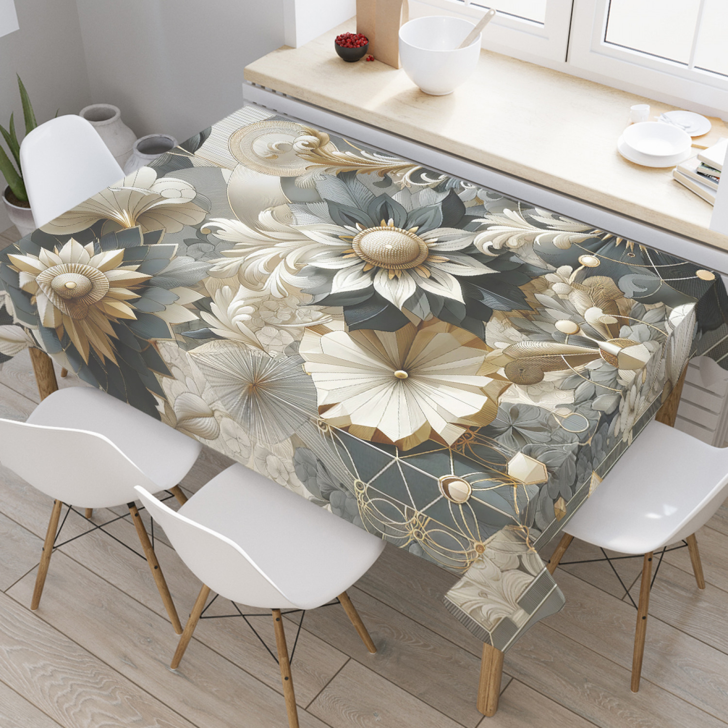 

Скатерть JoyArty Цветы в классическом стиле 120х145, tcox_sd3007_120x145, Бежевый, Цветы в классическом стиле
