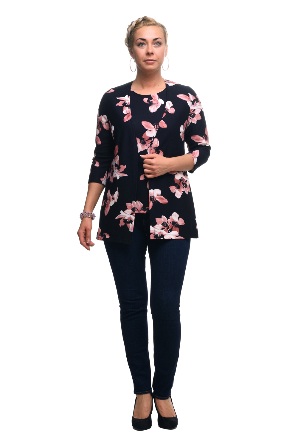 

Кардиган и блуза женский OLSI 1813007 розовый 50 RU, 1813007