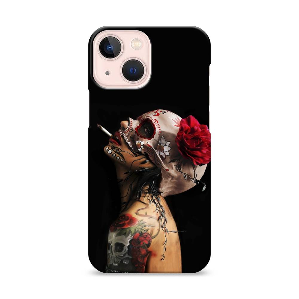 

Пластиковый чехол "Девушка с черепом" на Apple iPhone 13 mini, 14120-7