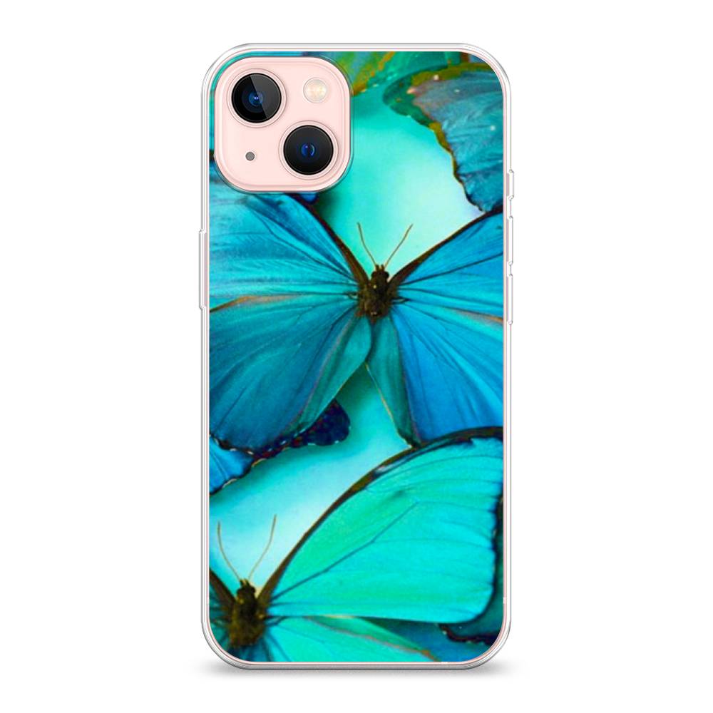 фото Силиконовый чехол "неоновые бабочки" на apple iphone 13 awog