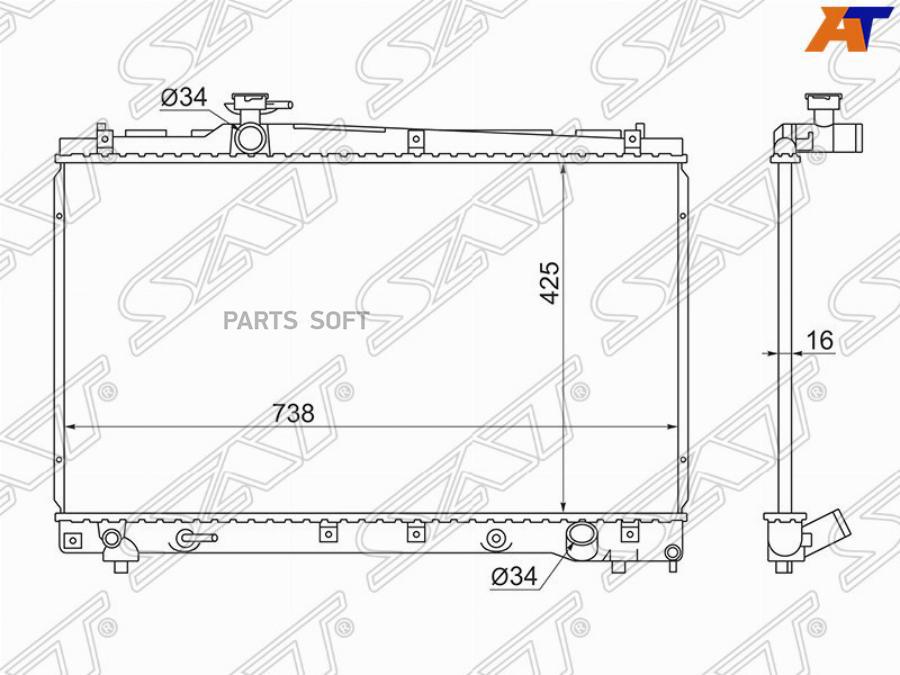

SAT Радиатор TOYOTA VOXY/NOAH/IPSUM/AVENSIS VERSO 1AZ/2AZ/3ZR 01-09