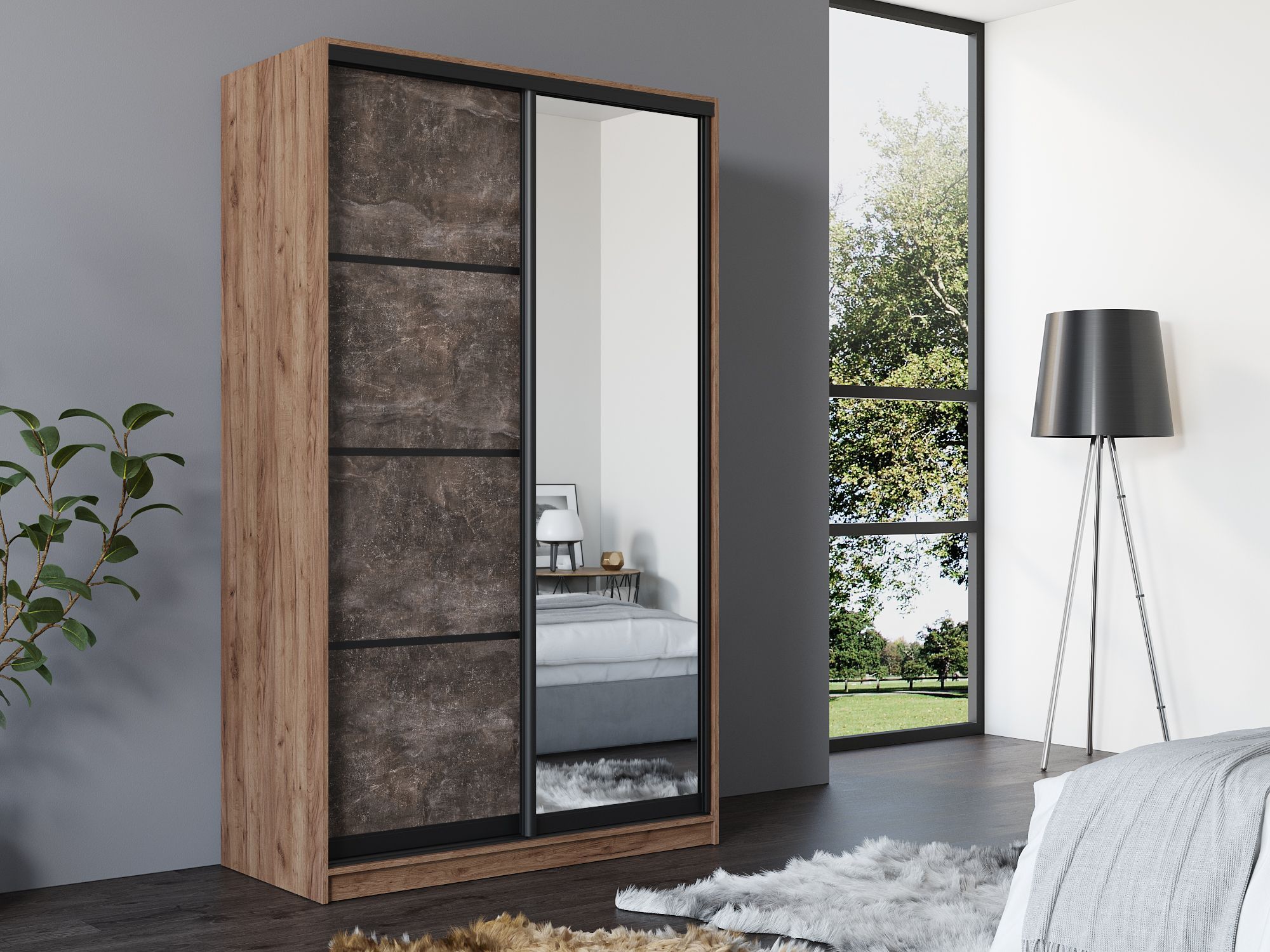 

Шкаф-купе 4 сезона Амстердам V3 140 Дуб крафт-табак/бетон/черный, Бежевый, Амстердам V3 140