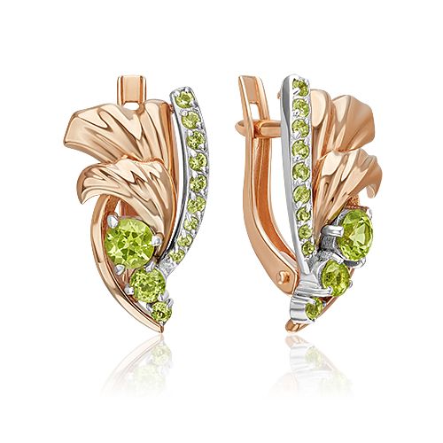 

Серьги из красного золота/белого золота PLATINA jewelry 02-5175-00, хризолит, 02-5175-00