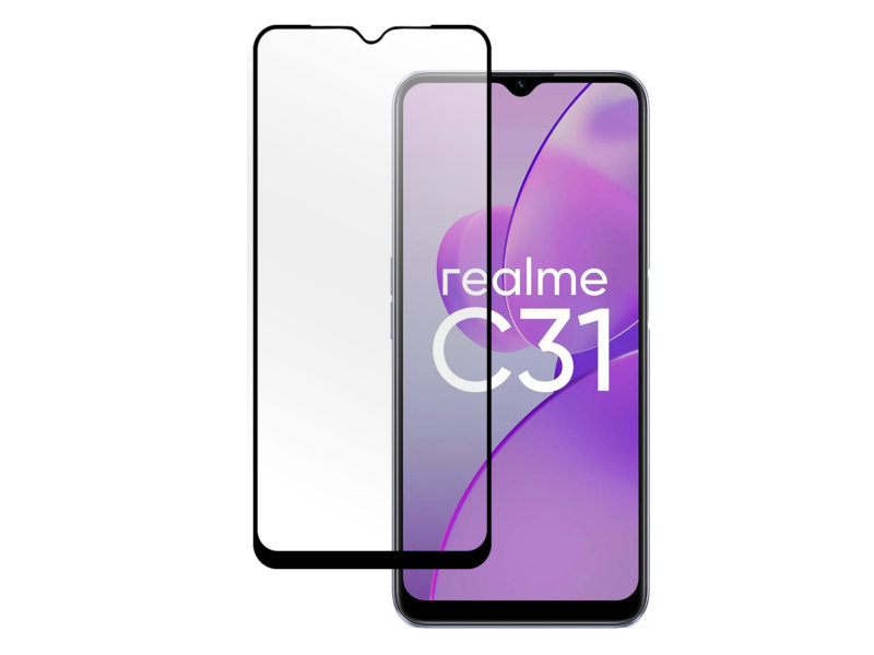 Защитное стекло Pero для Realme C31 Full Glue Black PGFG-RC31