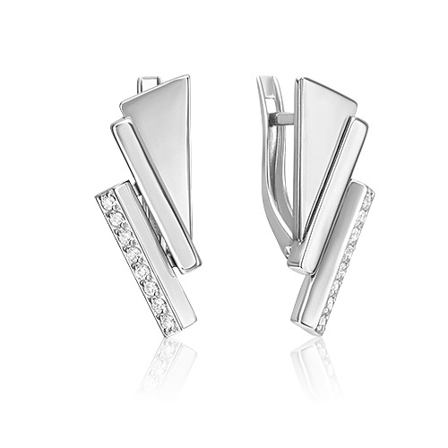 

Серьги из белого золота PLATINA jewelry 02-5121-00, фианит, 02-5121-00