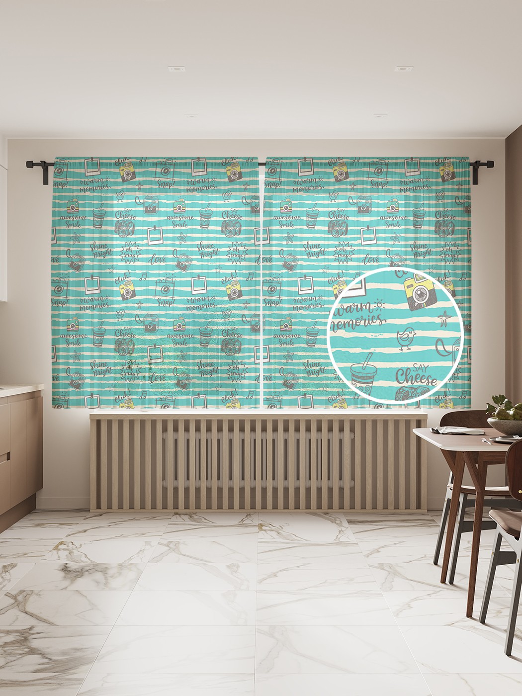 

Фототюль JoyArty "Фото на память", 145x180 см (2 полотна со шторной лентой + 50 крючков), Фото на память