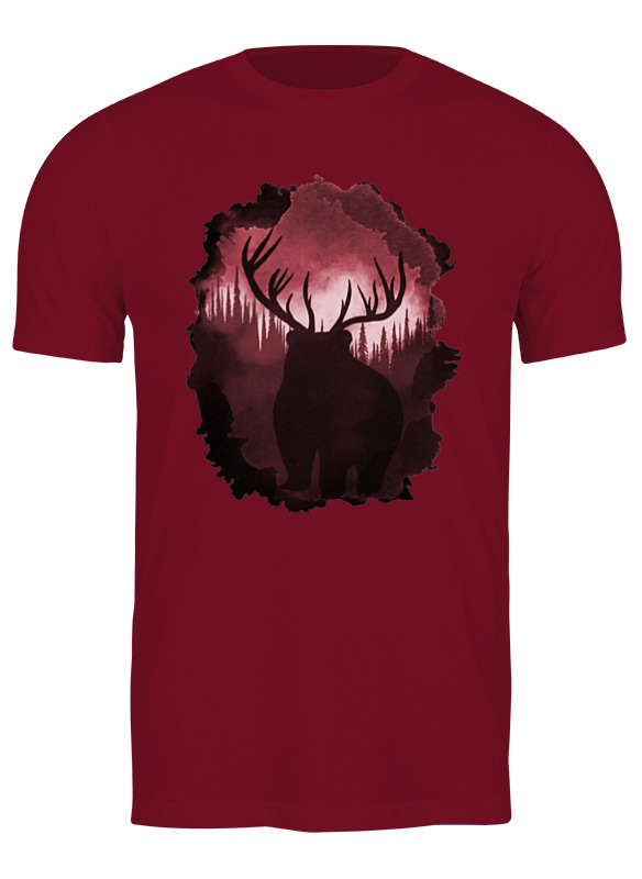 

Футболка мужская Printio Bear horns бордовая S, Бордовый, Bear horns