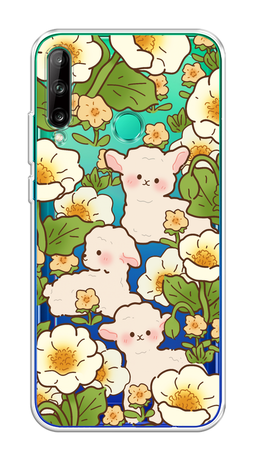 

Чехол на Honor 9C/Huawei P40 Lite E/Y7p "Овечки в цветах", Зеленый;бежевый, 612450-1