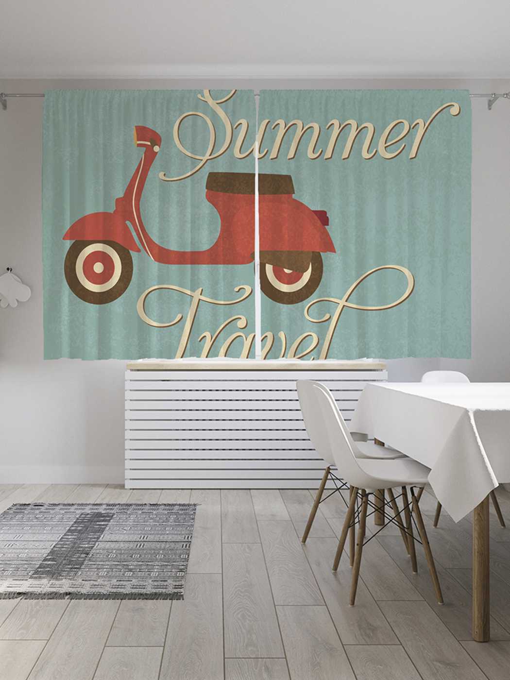 фото Классические шторы joyarty "летние путешествия", серия oxford delux, 2 полотна 145x180 см