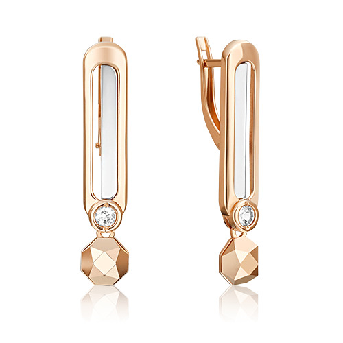 

Серьги подвески из красного золота/белого золота PLATINA jewelry 02-5051-00, топаз, 02-5051-00