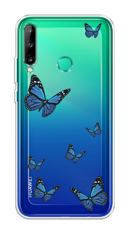 

Чехол на Honor 9C/Huawei P40 Lite E/Y7p "Blue butterflies", Синий;черный, 612450-1