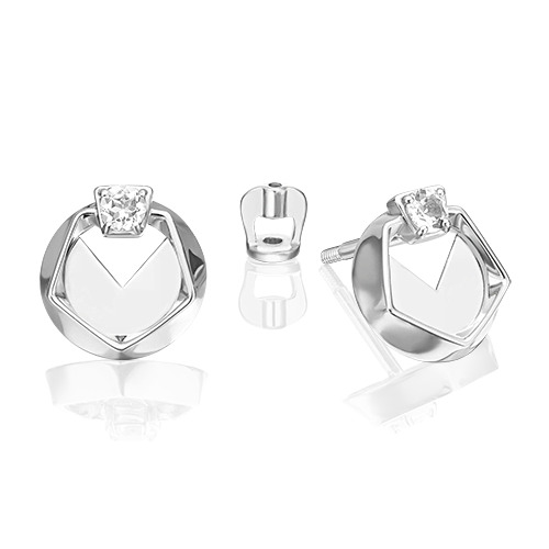 

Серьги пусеты из белого золота PLATINA jewelry 02-5042-00, топаз, 02-5042-00